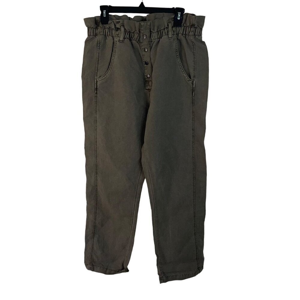 Current Elliot Womens Pants Size 32 Green The Paper Bag Fling Crop High Rise New